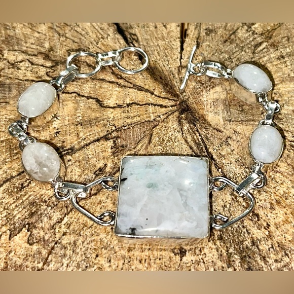 A Crown Chakra Crystal, Rainbow Moonstone Bracelet - Picture 9 of 11